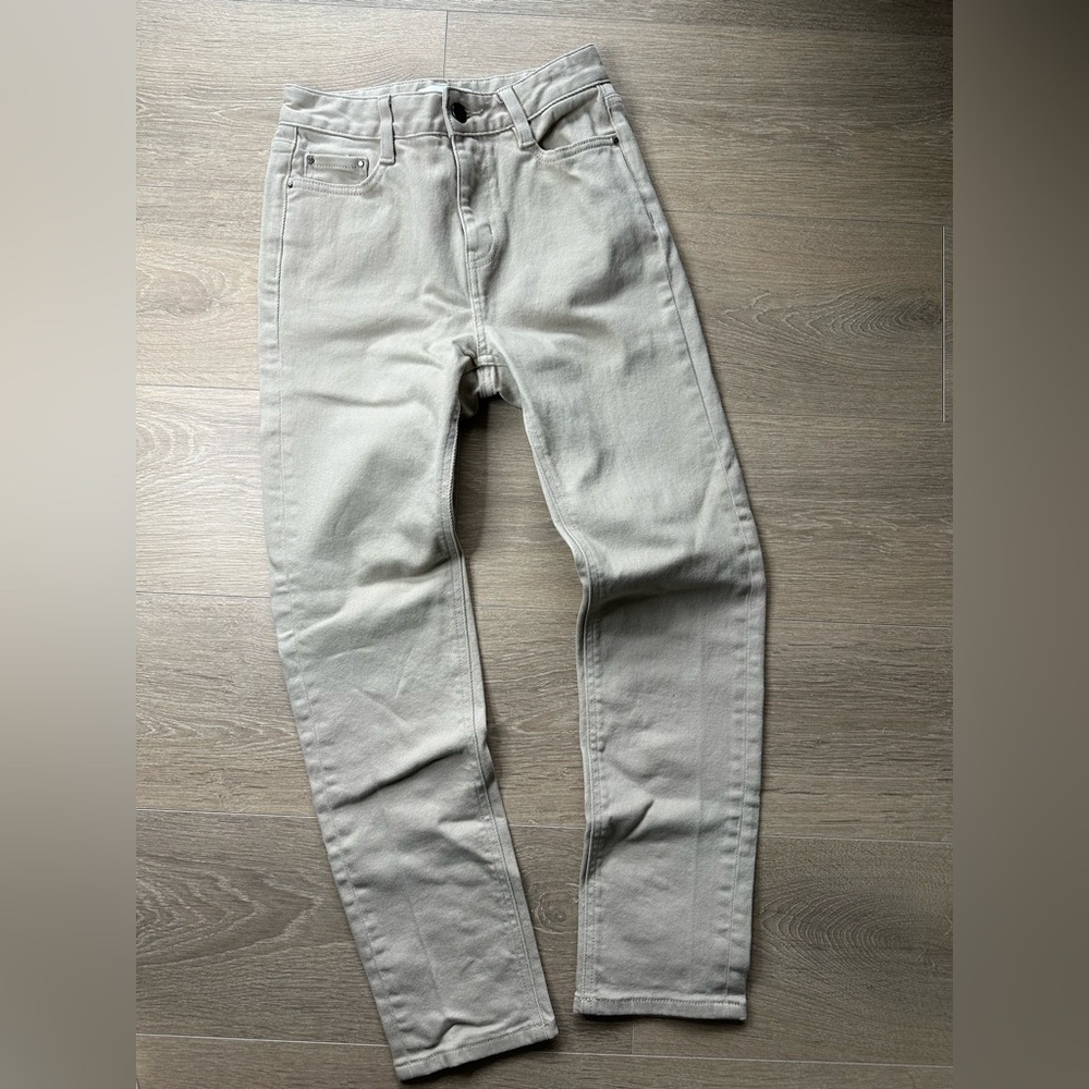 OAK + FORT WOMENS TAN CREAM TWILL PANTS SIZE 24